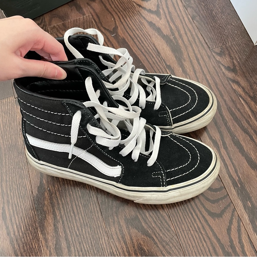 Black vans high top sneakers